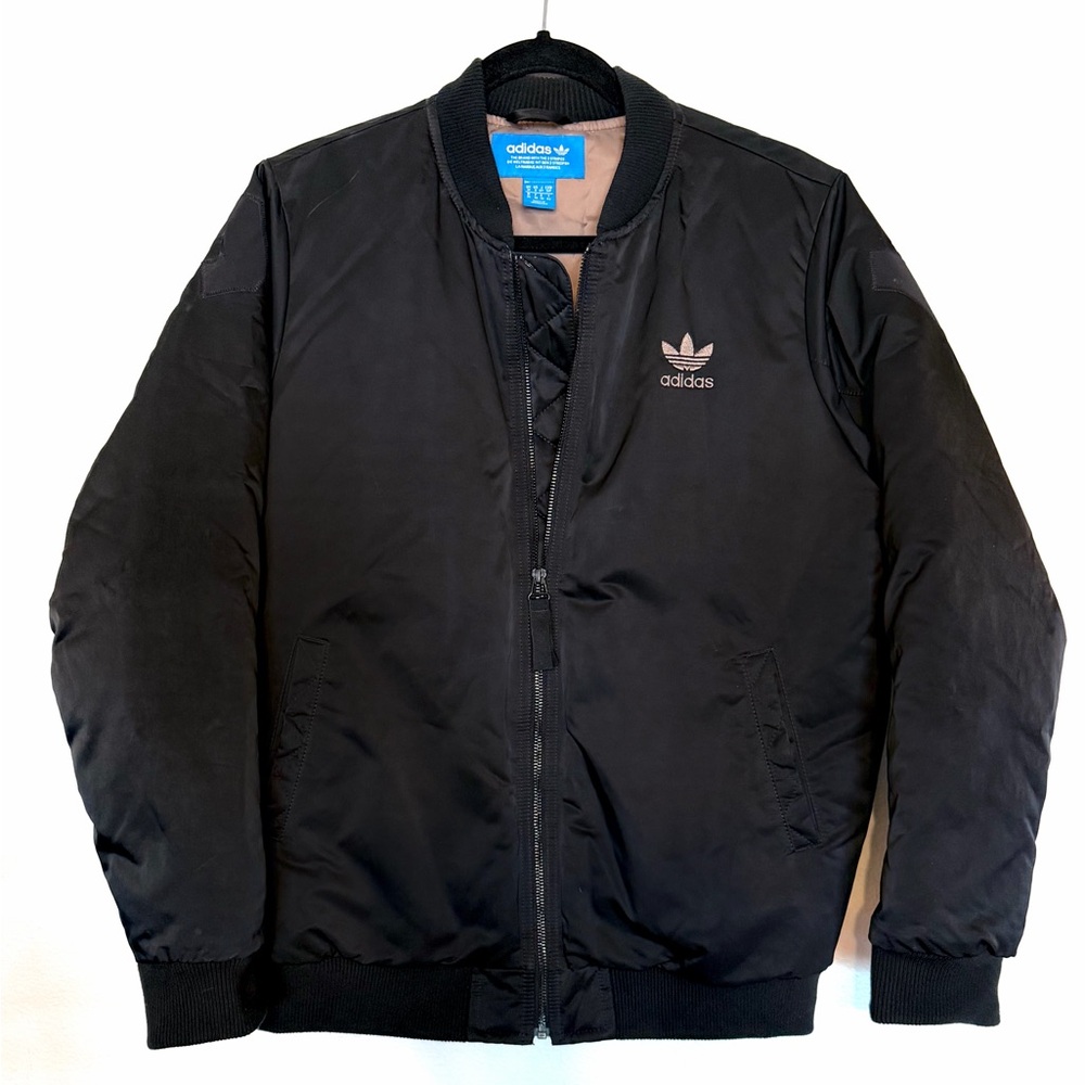 Adidas Black Puffer Bomber Jacket Small